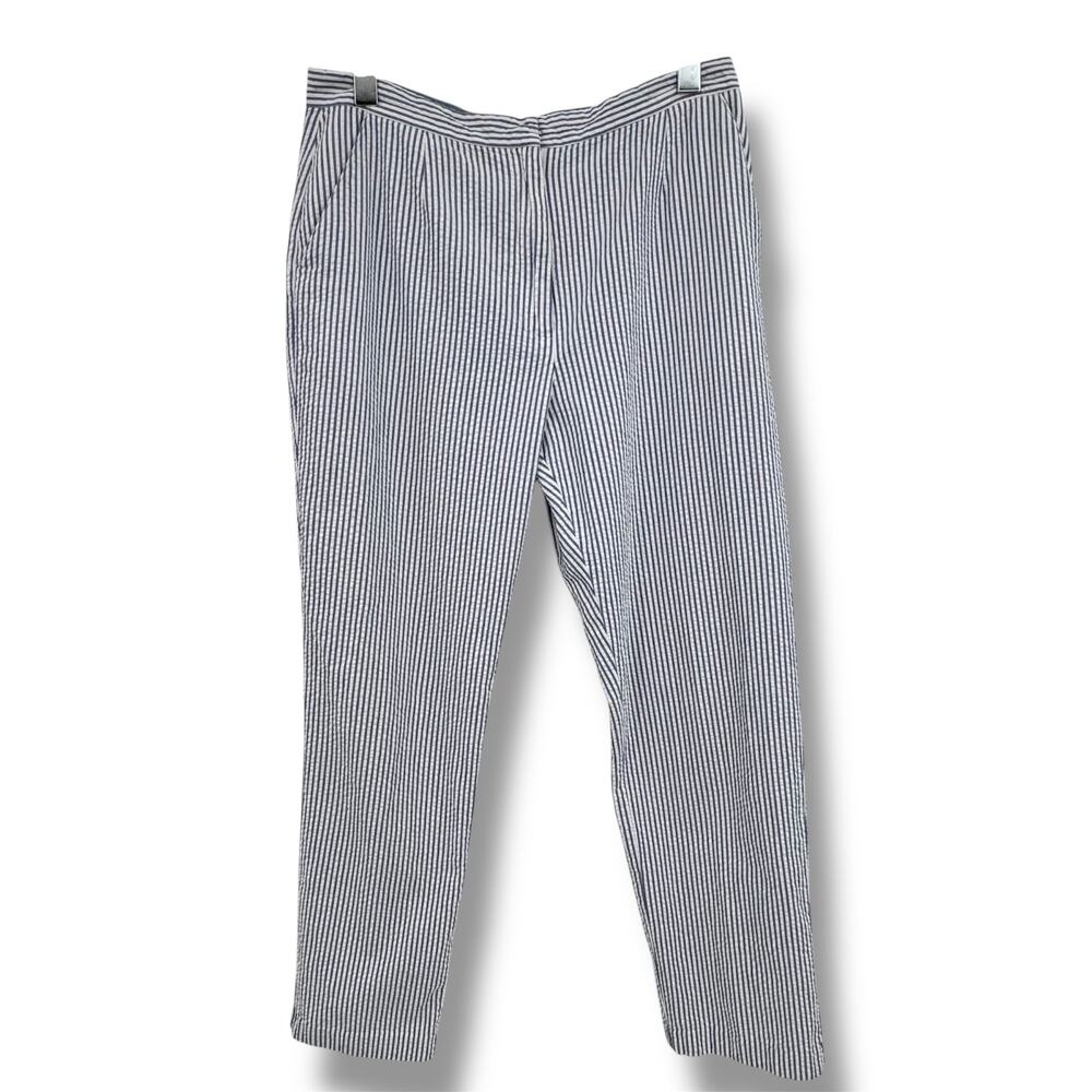 Tommy Hilfiger pants women's 14 ankle seersucker blue white stripe nautical